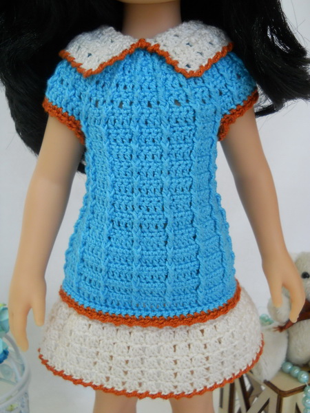 вязаное платье для куклы Паола Рейна