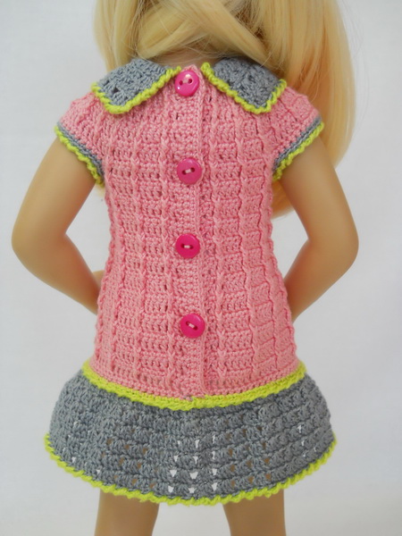 платье связанное крючком для куклы минуш