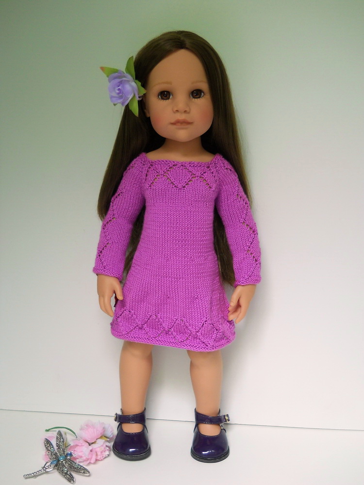 вязаное платье для куклы 50см Готц