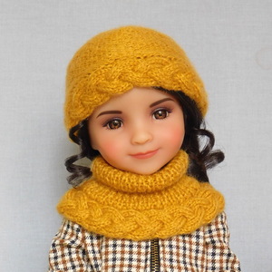 Шапка, шарф и гетры для куклы "Коса"