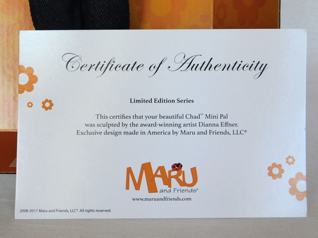 сертификат подлинности куклы Maru and friends