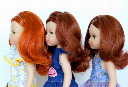 Сревнение цвета волос рыжих кукол Паола Рейна