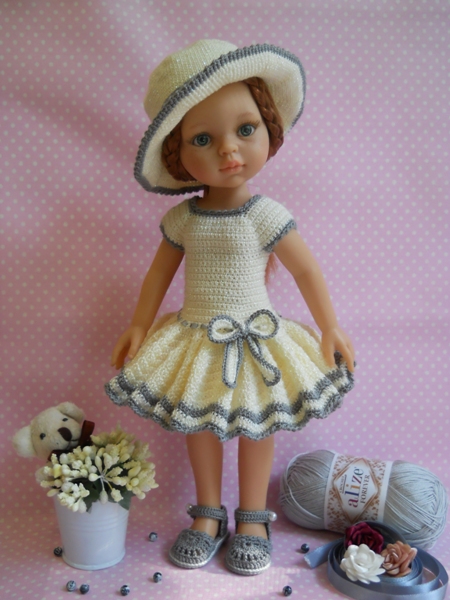 платье и шляпка для куклы Паола Рейна