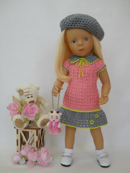 вязаное платье для куклы минуш